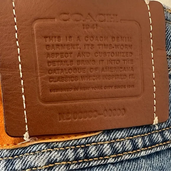 Coach Blue 100% Cotton Denim Patchwork ButtonUp Skirt Sequin Embroidery (Size 4) - Picture 10 of 13